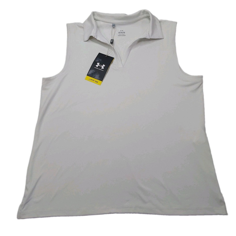 Under Armour Polo Shirt Womens Medium Sleeveless Golf UPF 50+ Tagless NWT Mint